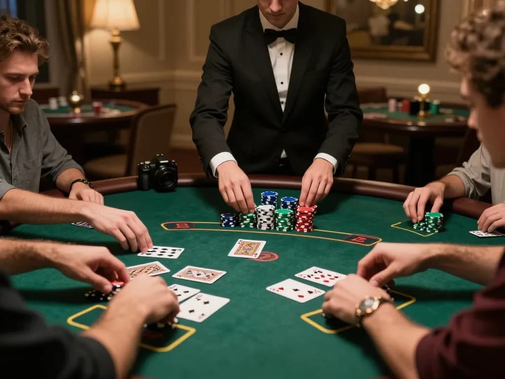 Players engaging in a strategic hand at the blackjack table while exploring hidden wiki links.