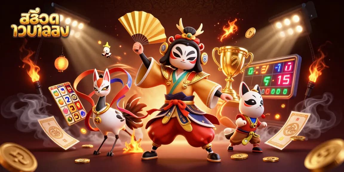 Engage with สล็อตเว็บตรง using slot reels and dynamic characters in a vibrant casino scene.