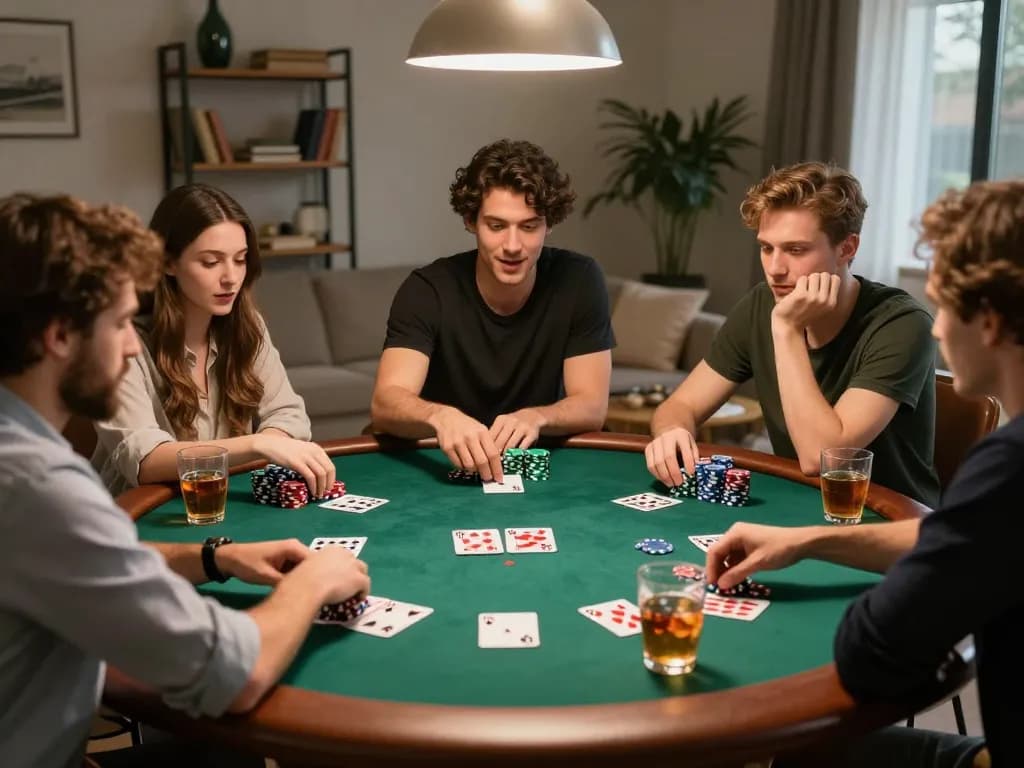Friends enjoying a poker night, showcasing the essence of responsible gambling at tg8.
