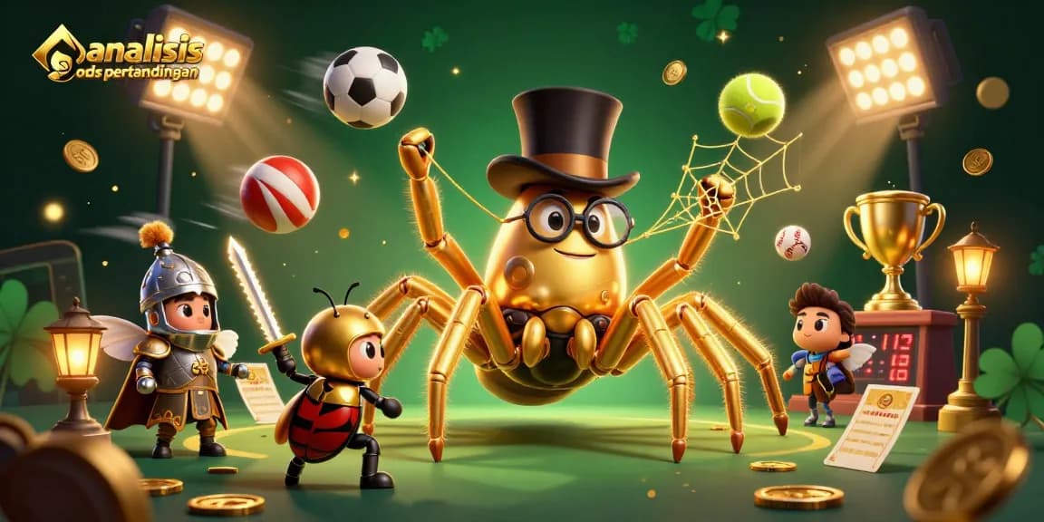 Engage with the action in analisis odds pertandingan through a vibrant 3D illustration of sports betting excitement.