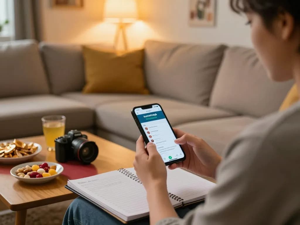 Person using the sunwinapk app on smartphone during a cozy home gaming session, highlighting responsible gambling.
