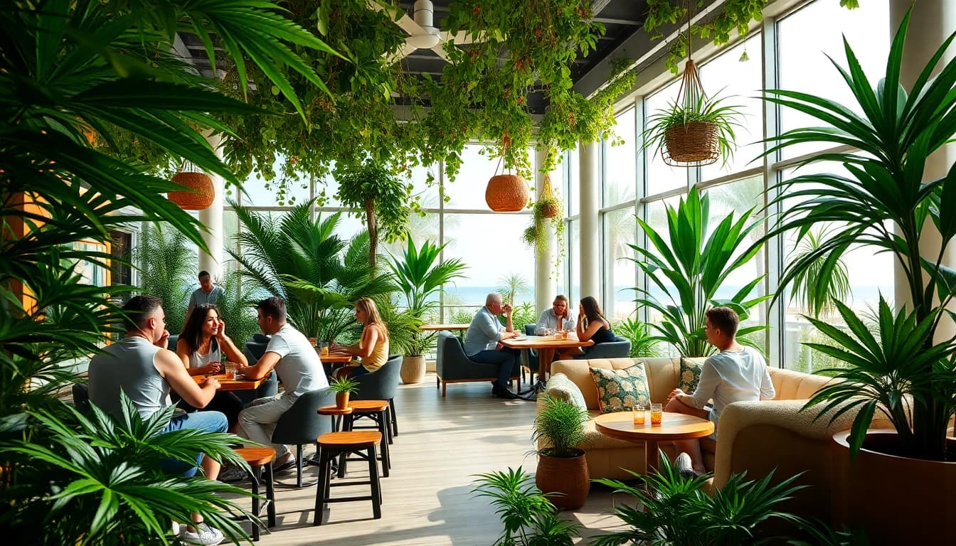 Admire the ambiance of the meilleur club cannabis Lloret de Mar with inviting decor and lively patrons.