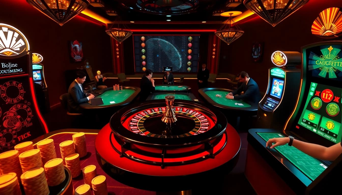 Moment captivant dans un cadre de casino en ligne 2026 avec des joueurs à la roulette.