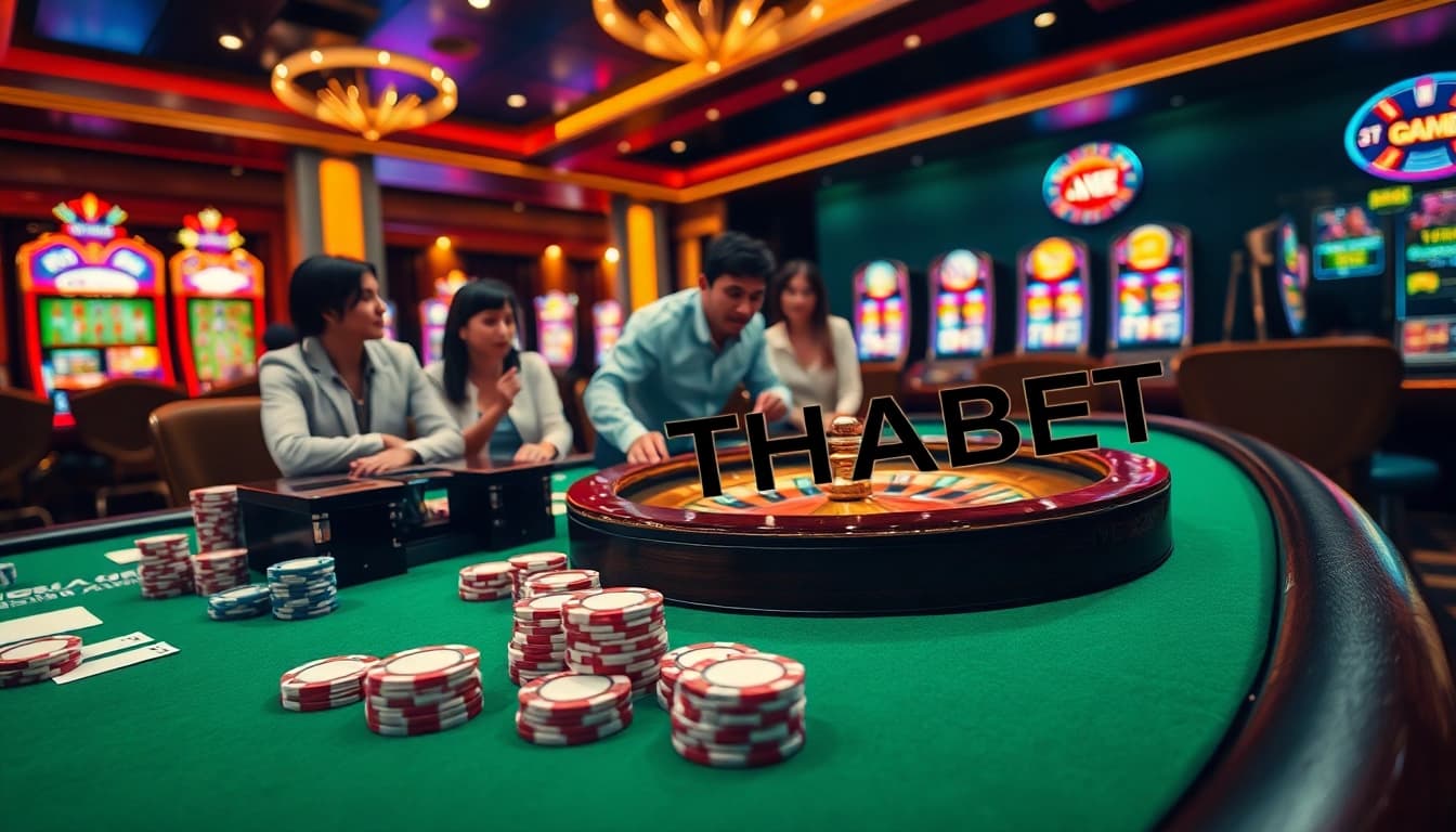 Experience the thrill of Game THABET with engaging players at a luxurious casino table.