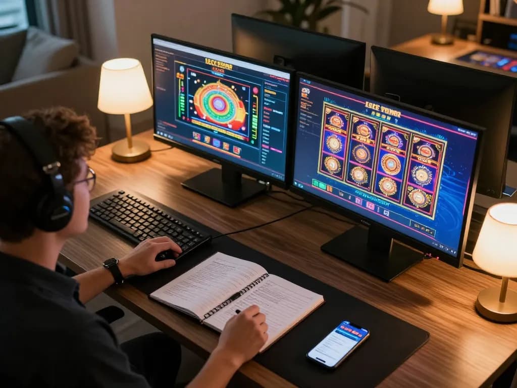 Player engaging on sunwinapk mobile app at a stylish online casino gaming setup