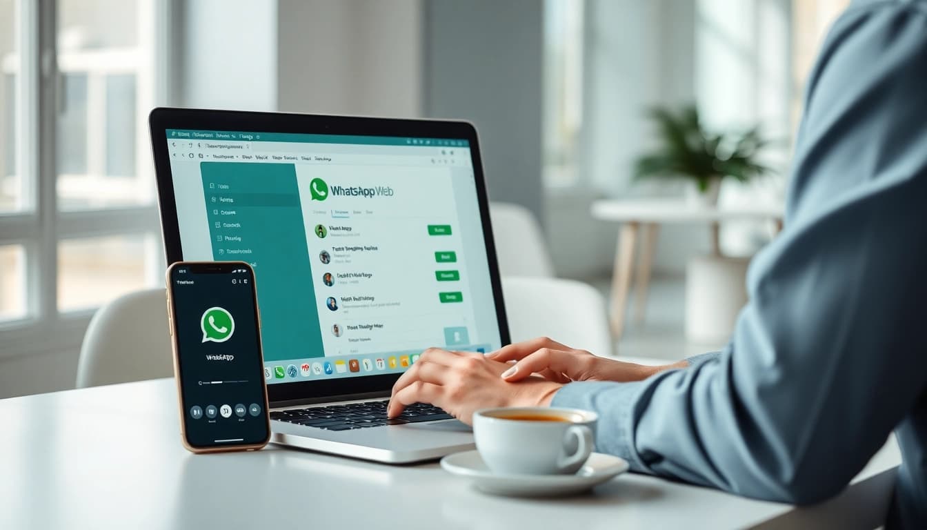 在 WhatsApp Web 上使用快连官网的引人入胜的用户体验,展示消息传递和视频通话功能。