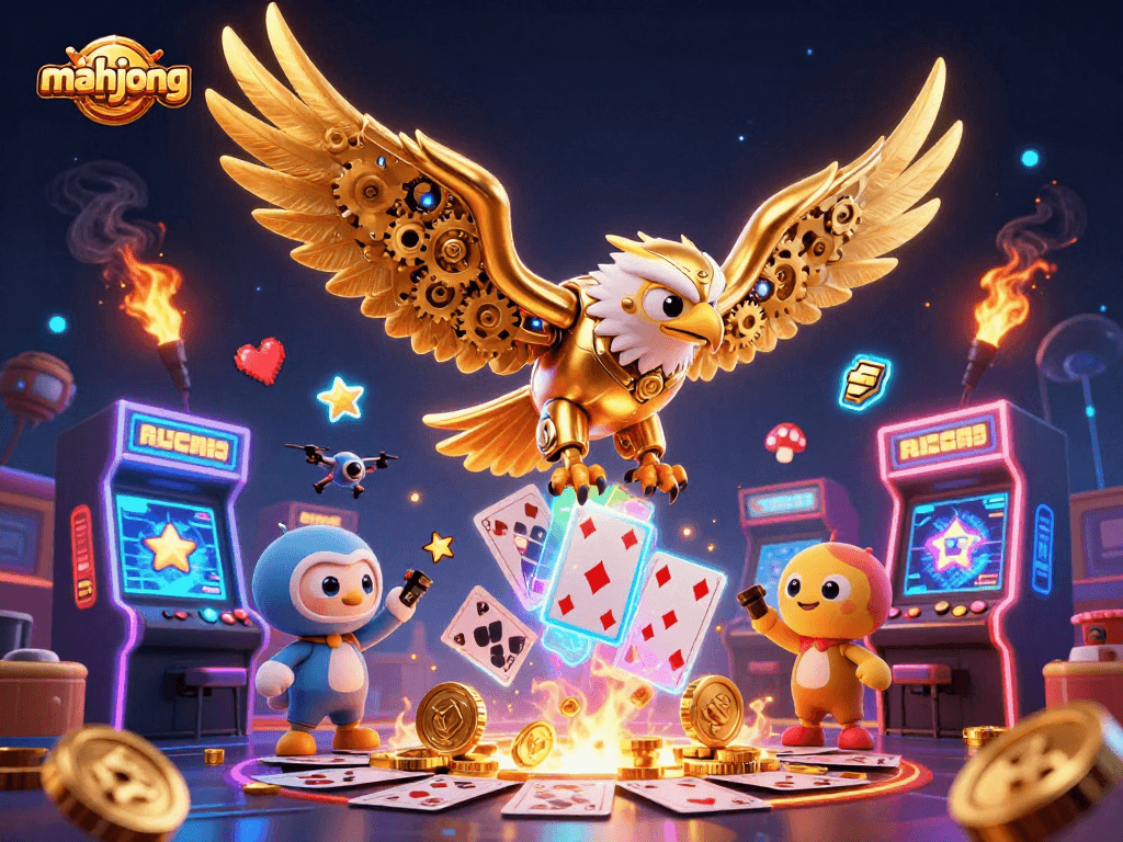 Play mahjong with strategic moves amidst dazzling casino graphics in a vibrant 3D world.
