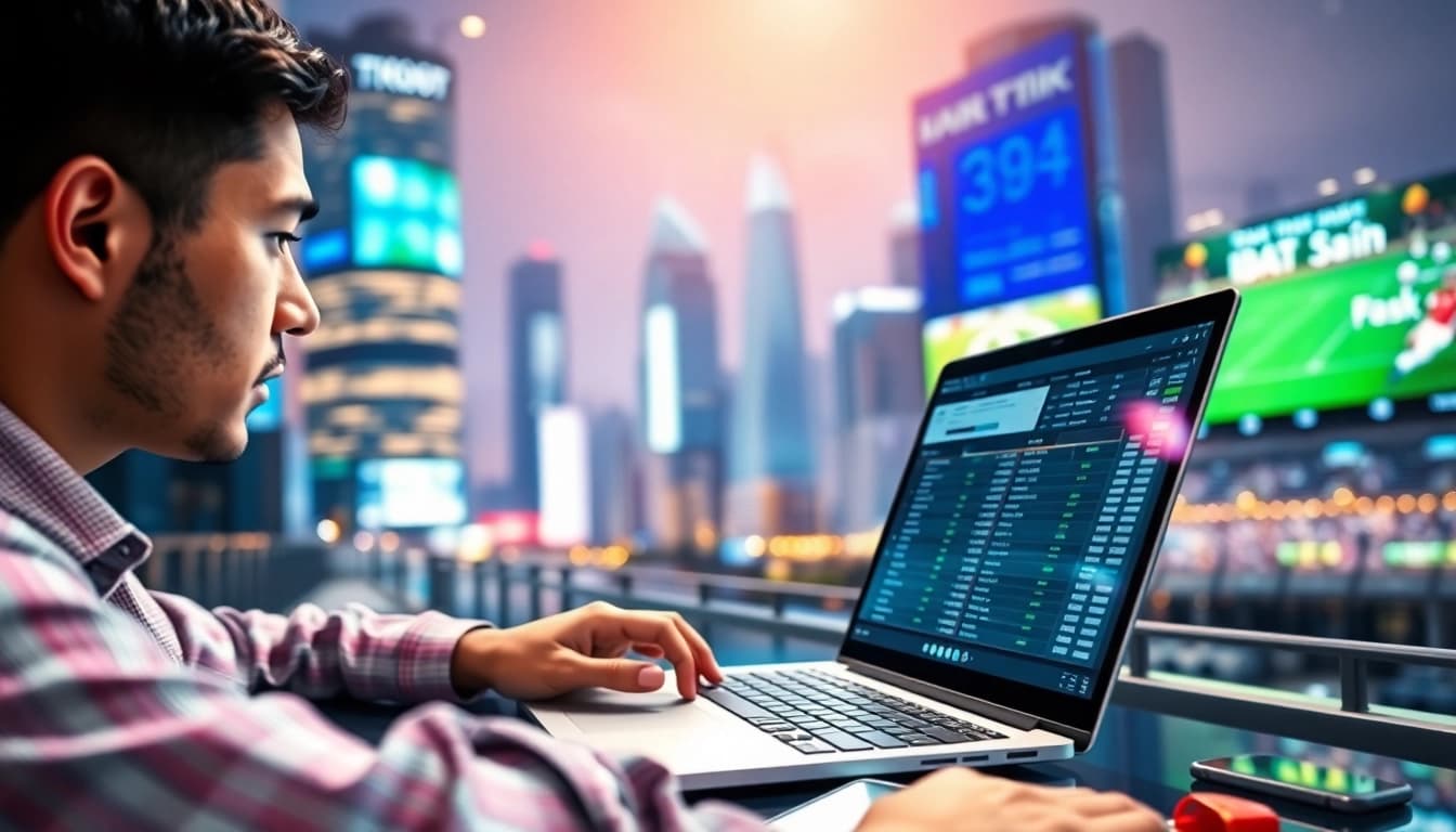 Explore the best online sportsbooks India with a user engaged in sports betting analysis.