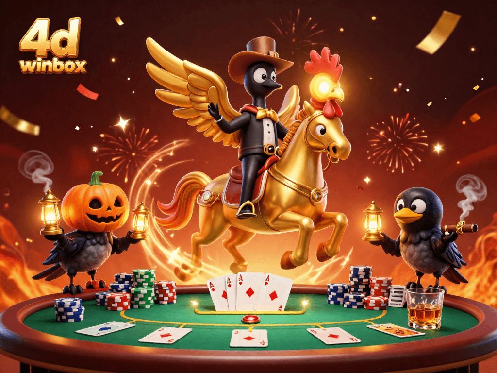 Experience thrilling moments with the 4d winbox characters celebrating in a midnight casino