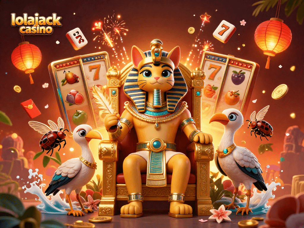 Engage with lolajack casino's vibrant pharaoh-themed slot games, showcasing exquisite 3D artwork and dynamic gameplay.