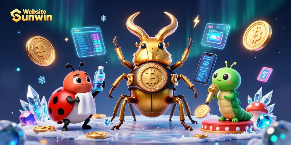 Experience thrills at Website Sunwin as the beetle champion faces off with crypto coins in a vibrant 3D scene.