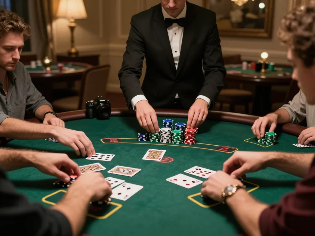 Players engaging in a strategic hand at the blackjack table while exploring hidden wiki links.