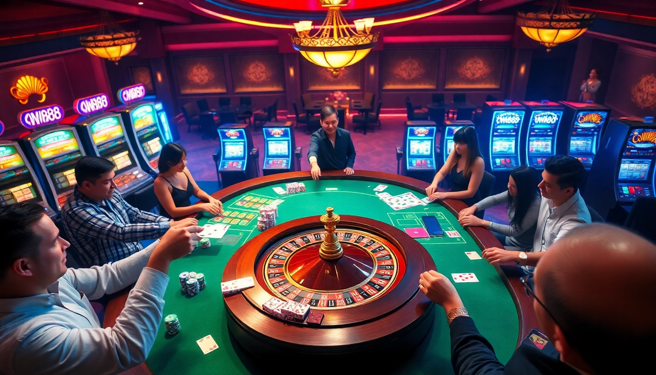 ww88 gaming table with colorful chips and cards, showcasing the thrill of online gambling.