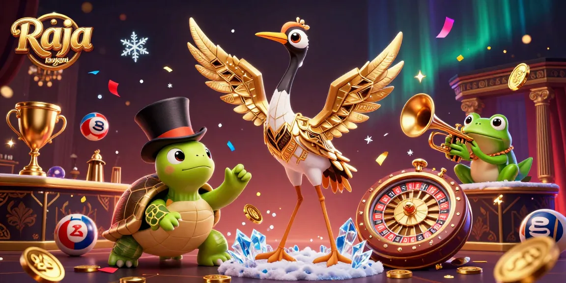 Join the fun with Raja game login at a vibrant casino-themed celebration featuring colorful games and characters.
