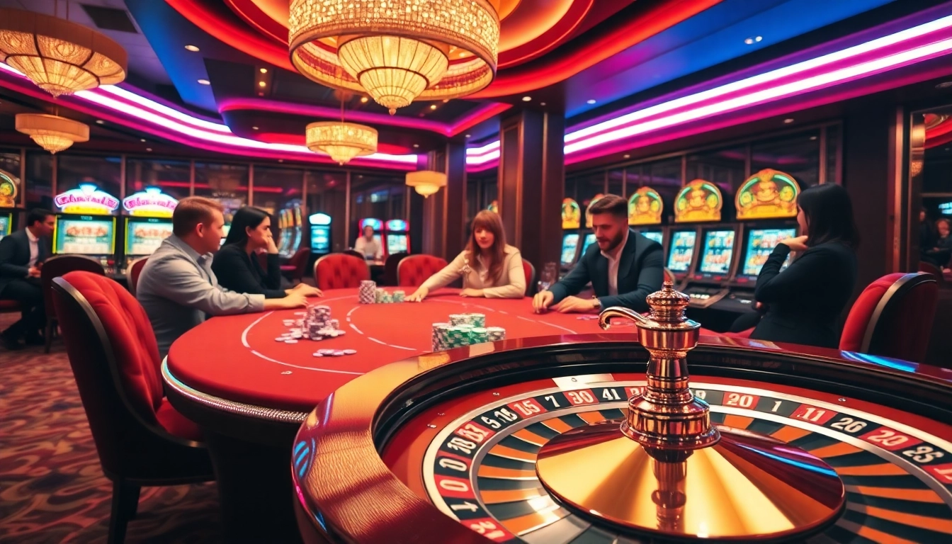 Vivez l'excitation dans un luxueux casino en ligne 2026 avec des tables de poker et des roues de roulette.