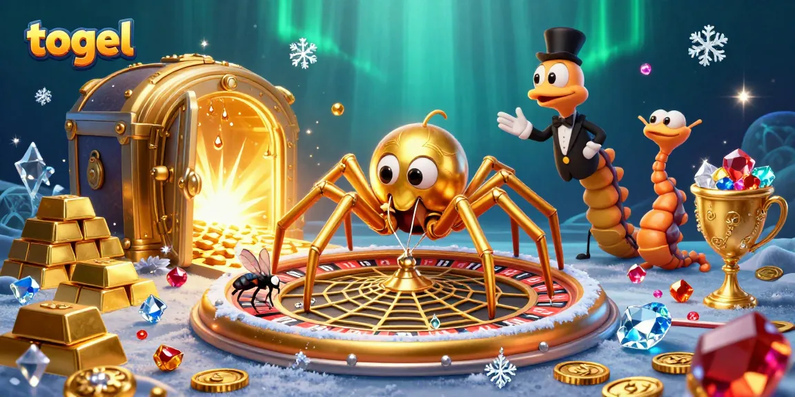 Experience the thrill of togel with a fly betting at the roulette wheel web crafted by a golden spider.