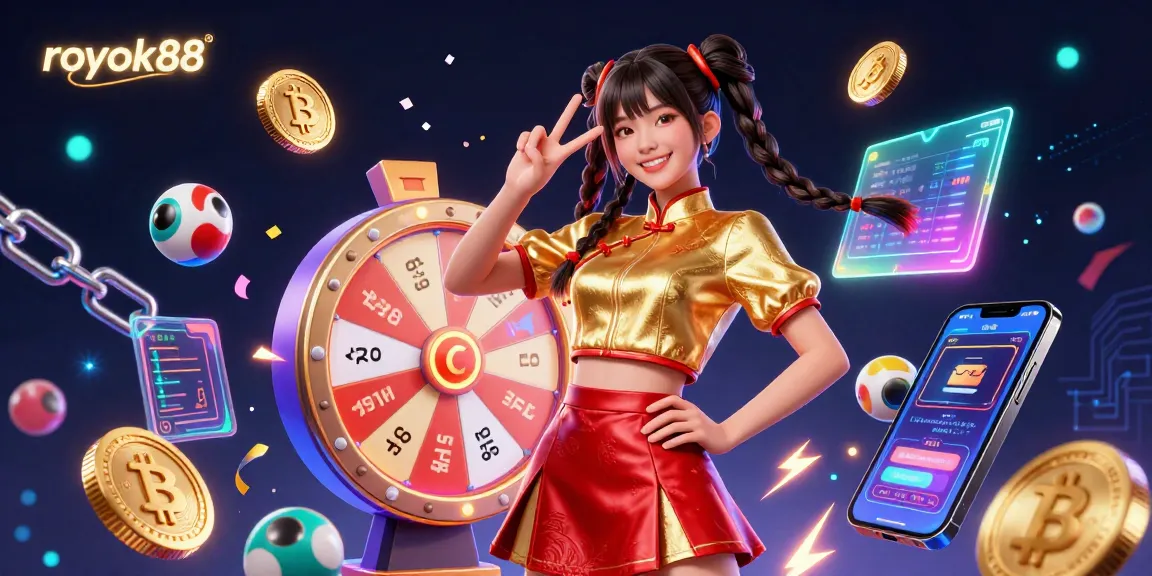 Experience thrilling gameplay with rokok88's vibrant casino scene featuring energetic characters and crypto elements.