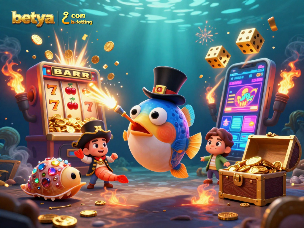 Engage in betya.com mlb betting with a vibrant scene of animated sea creatures and casino elements.