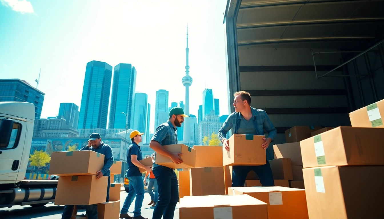 Efficient service of Toronto moving services provided by professional movers packing and loading a truck.