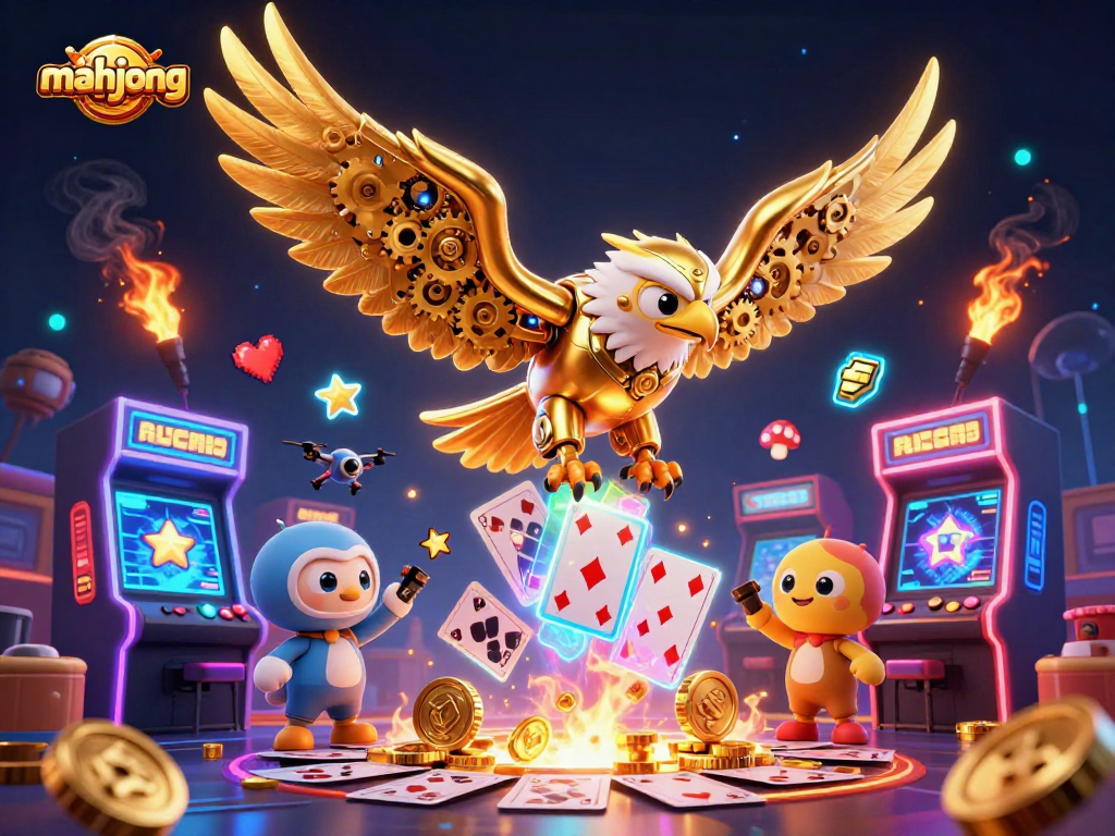 Play mahjong with strategic moves amidst dazzling casino graphics in a vibrant 3D world.