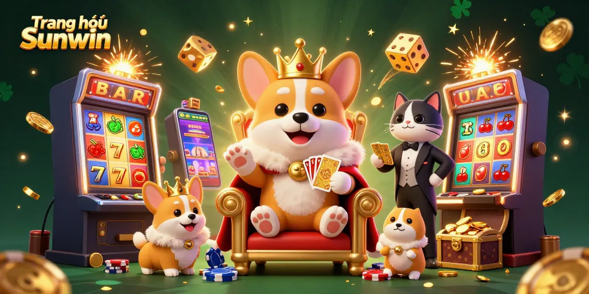 Experience excitement at Trang chủ Sunwin with the royal corgi throne and jackpot scene.