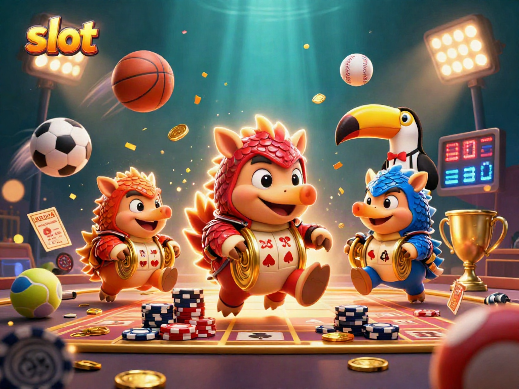 Race in the slot game with rival pangolins and vibrant casino elements.