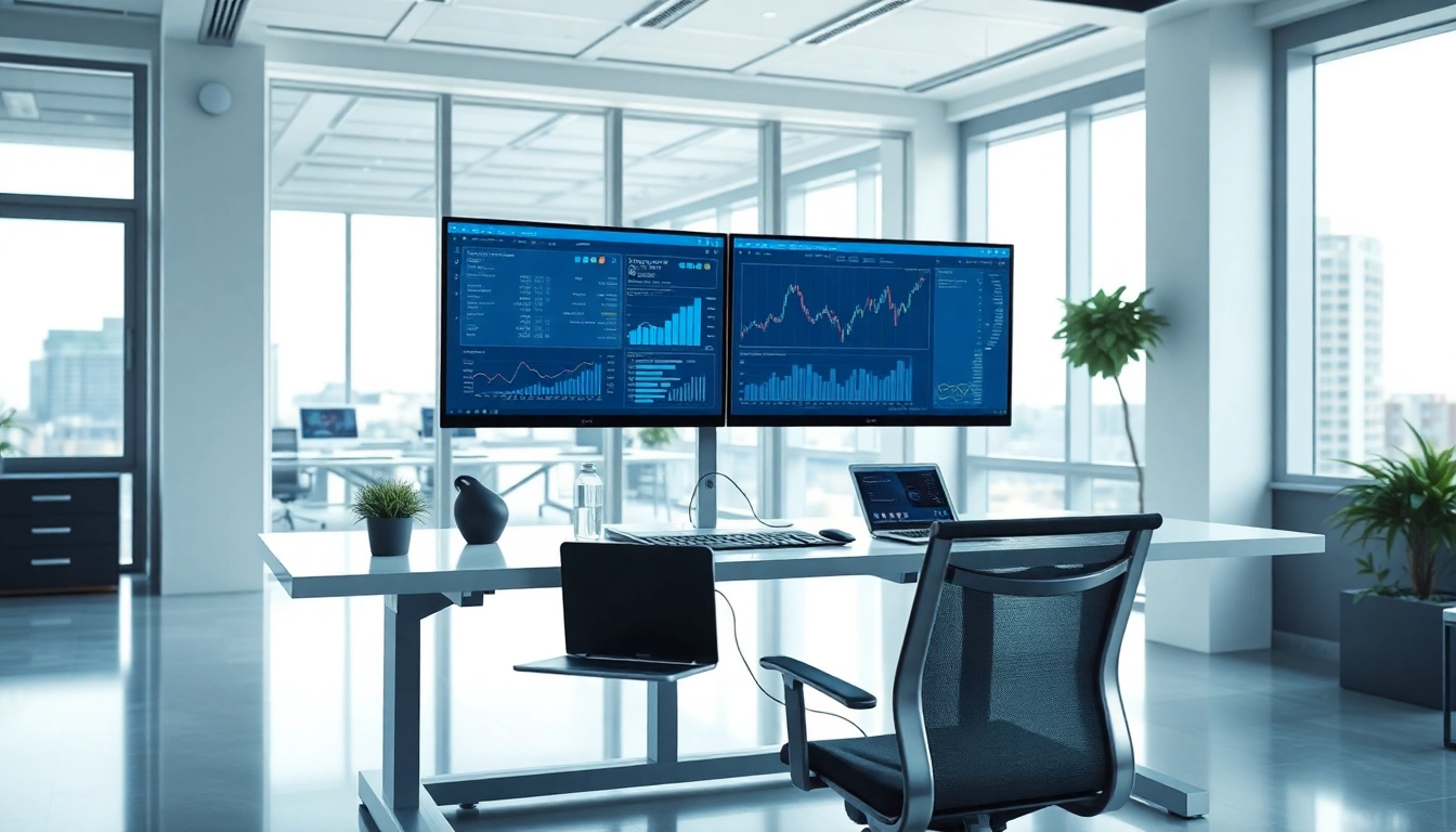 Web scrapping analytics dashboard in a modern high-tech workspace.