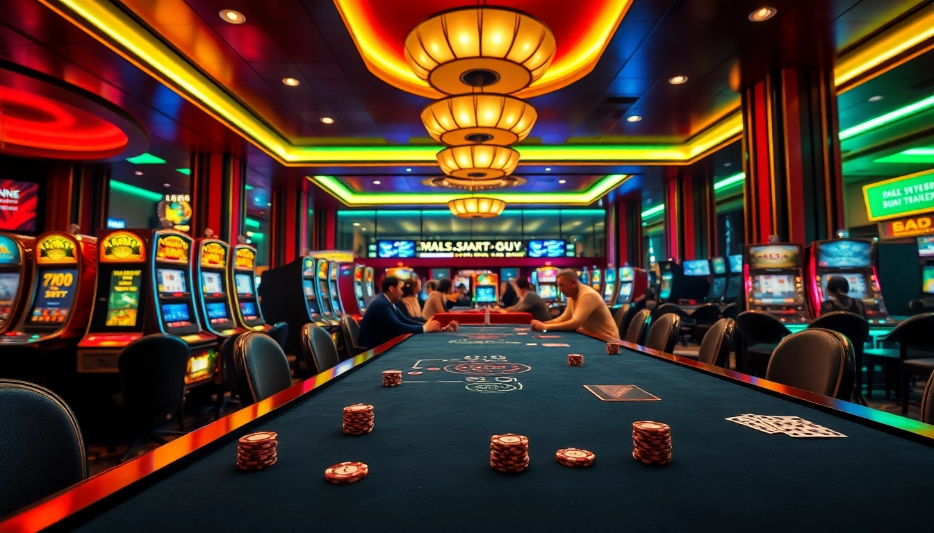Erlebe das Casino Bonus ohne Einzahlung neu in einem lebhaften, eleganten Casino-Setting.