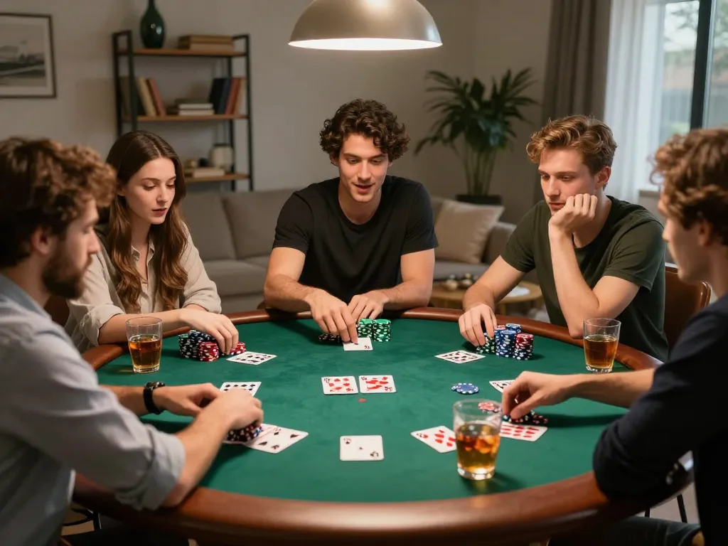 Friends enjoying a poker night, showcasing the essence of responsible gambling at tg8.
