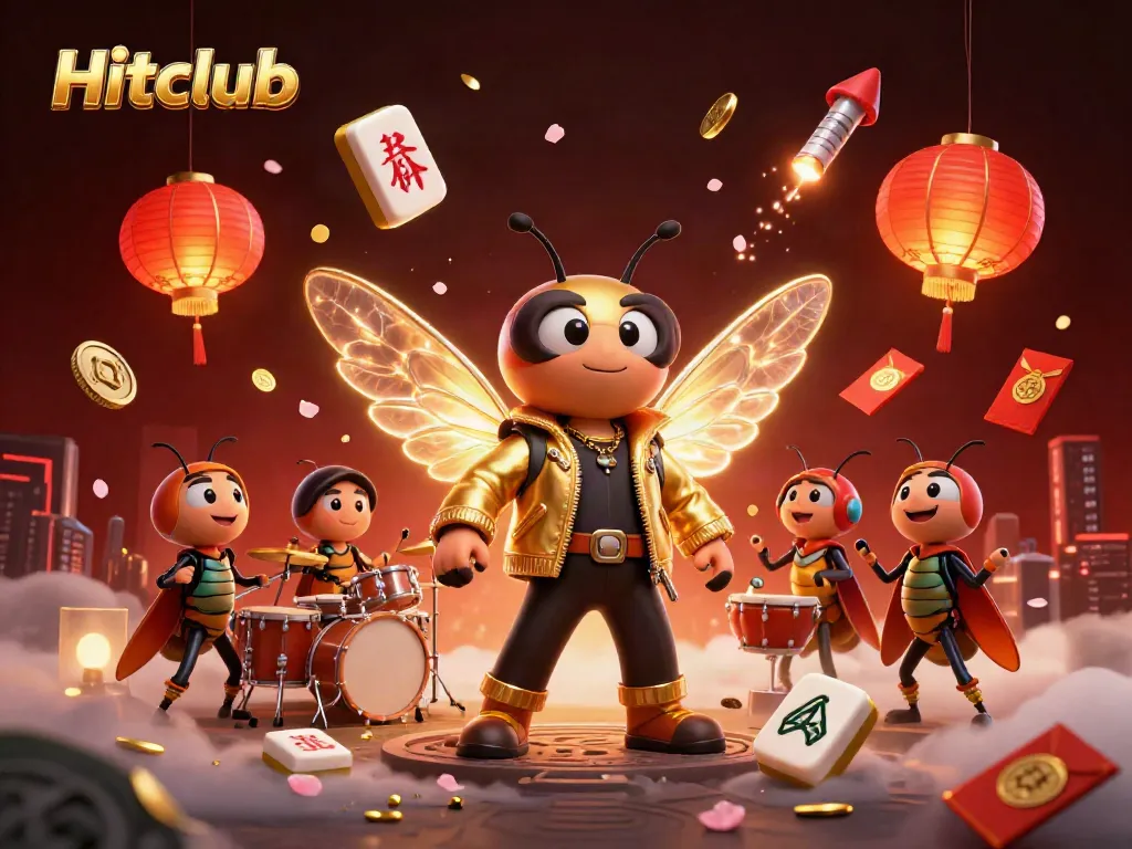 Hitclub's vibrant 3D rock star casino scene celebrates exciting gambling and entertainment.