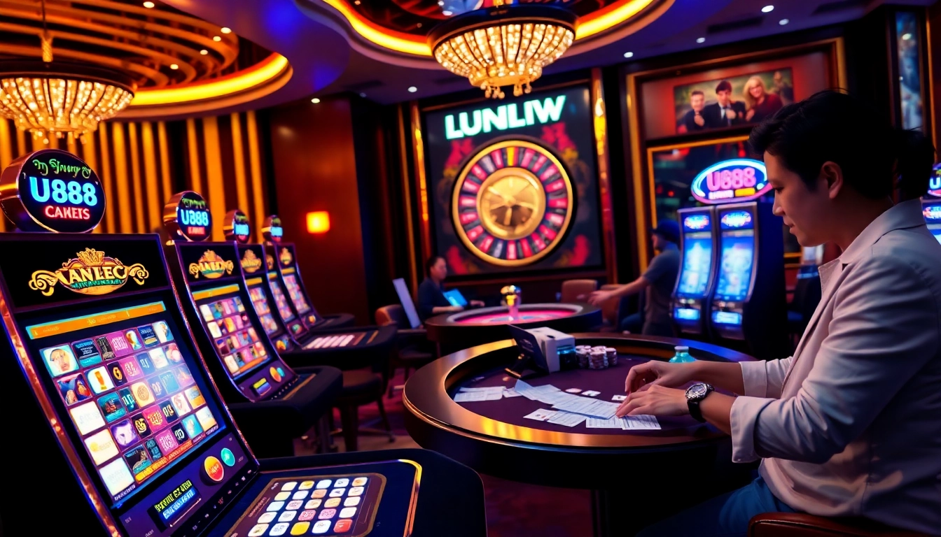 Experience thrilling gameplay at U888 with vibrant casino tables and engaging slot machines.