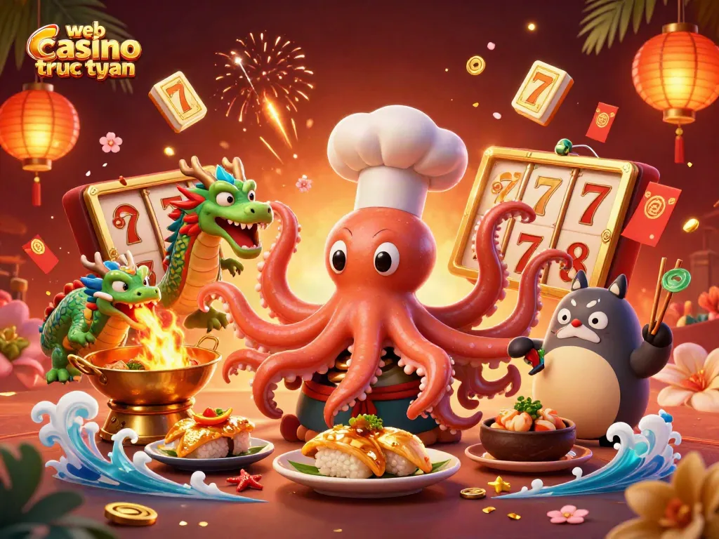 Chơi web casino trực tuyến với biểu diễn sôi động từ đầu bếp bạch tuộc và rồng, mang lại niềm vui và chiến thắng.