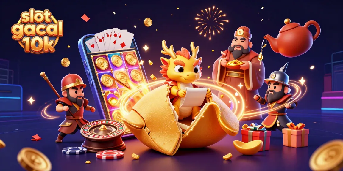 Engage with slot gacor modal 10k through this colorful 3D casino scene showcasing fortune, excitement, and winning.