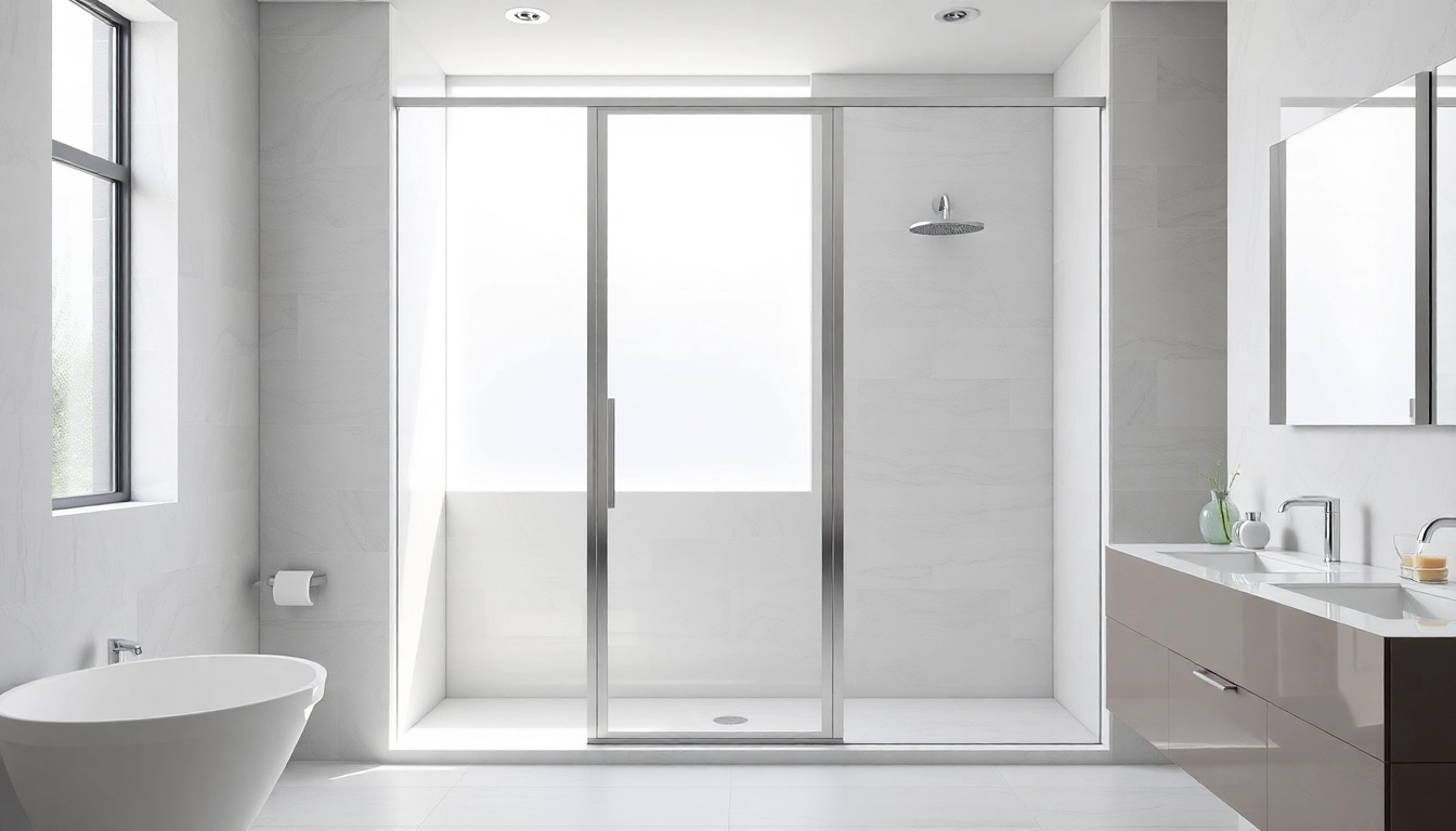 Showcase elegant shower sliding doors in a modern bathroom, enhancing style and functionality.