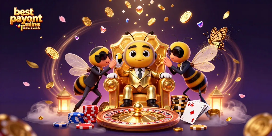 Experience the excitement at the best payout online casinos in Australia with a cartoon casino scene.