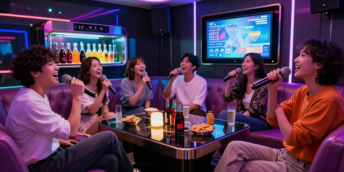 강남 달토 가라오케에서 즐거운 시간을 보내는 친구들, 세련된 분위기 강조