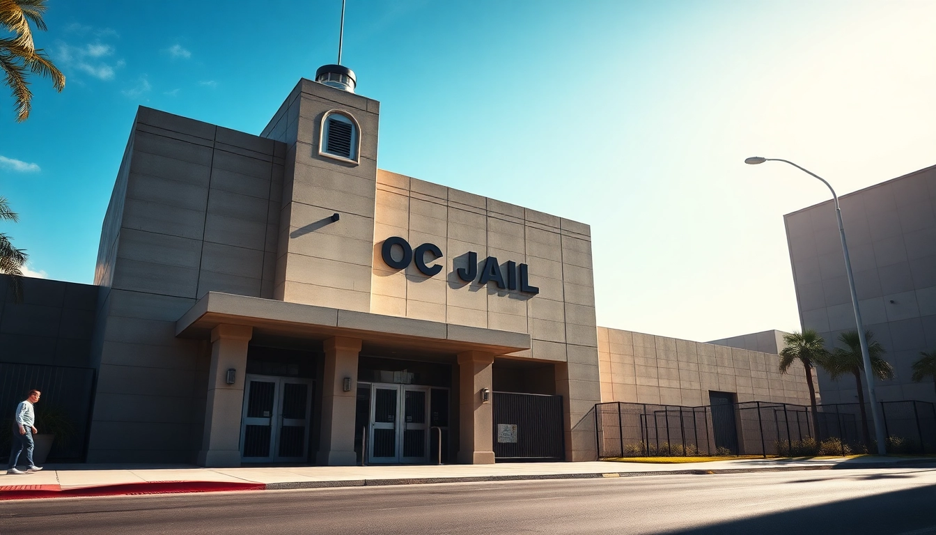 View of the OC Jail highlighting its imposing architecture and security features for community safety.