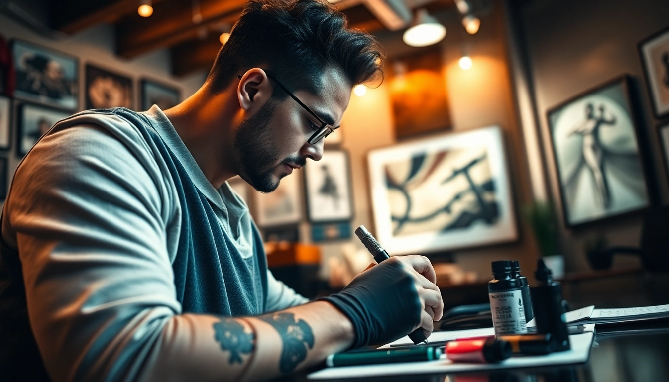 Tattoo artistry showcased at entrelagostattooartgallery.com, featuring vibrant designs in a modern setting.