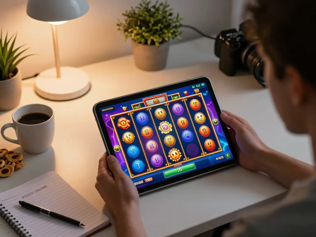 Experience slot gacor sore ini with thrilling online gameplay on tablet in cozy home setup