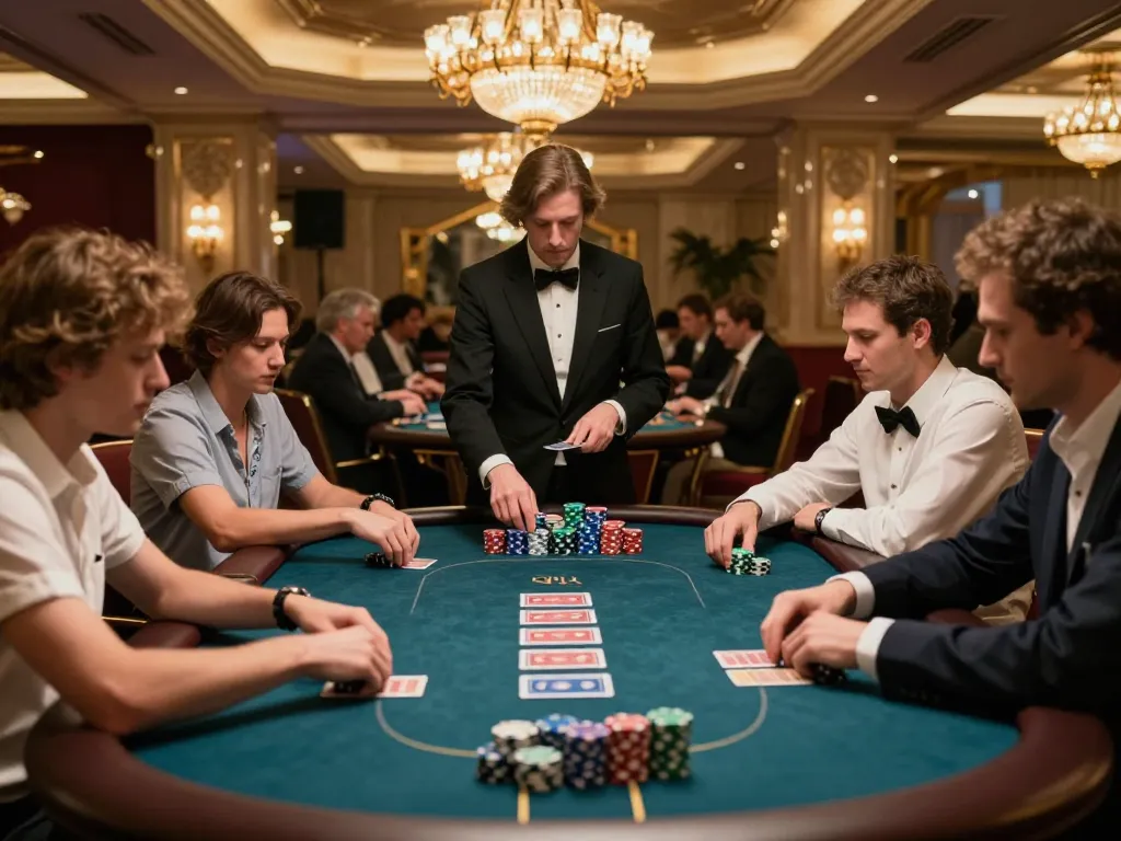 Experience an intense poker game at sc8885 with professional players and luxury decor.