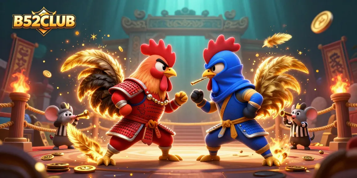 Engage in B52CLUB's thrilling rooster battles with epic standoffs and vibrant elements.