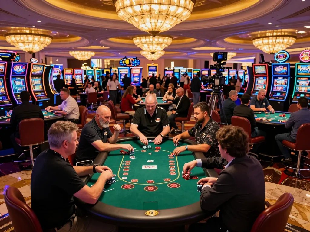Engaged players at a blackjack table under warm lighting at a vibrant c168 casino.
