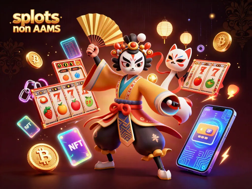 Scopri le slot non AAMS con il guerriero kabuki e simboli ricercati in un'illustrazione 3D.