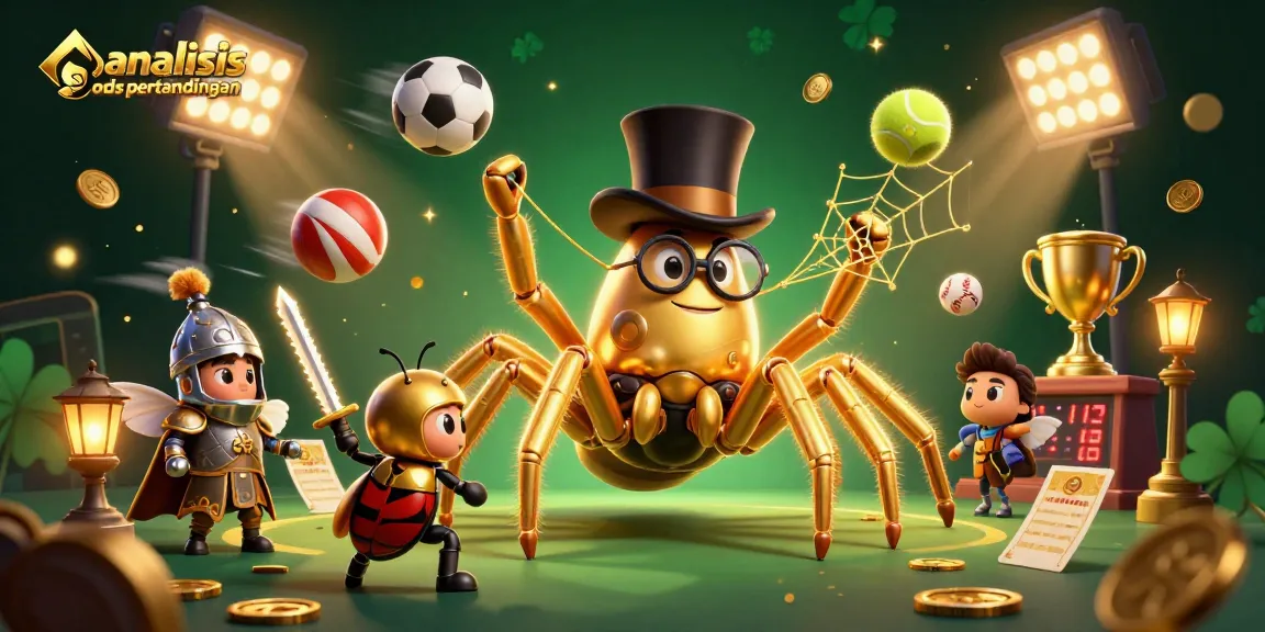 Engage with the action in analisis odds pertandingan through a vibrant 3D illustration of sports betting excitement.