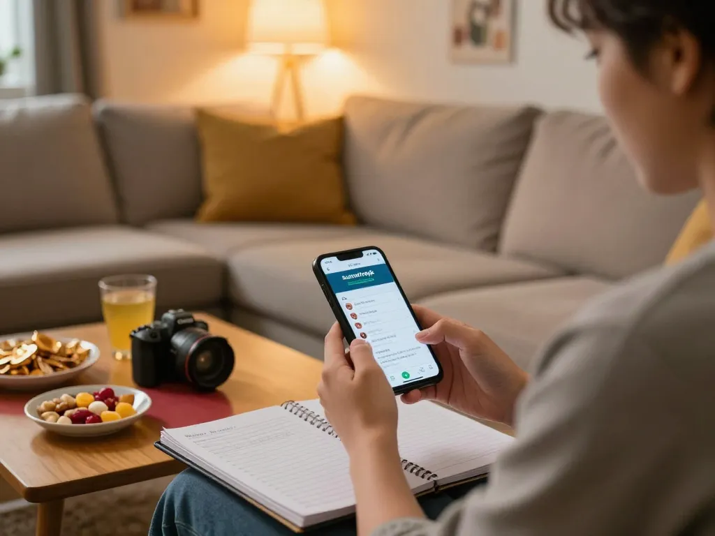Person using the sunwinapk app on smartphone during a cozy home gaming session, highlighting responsible gambling.