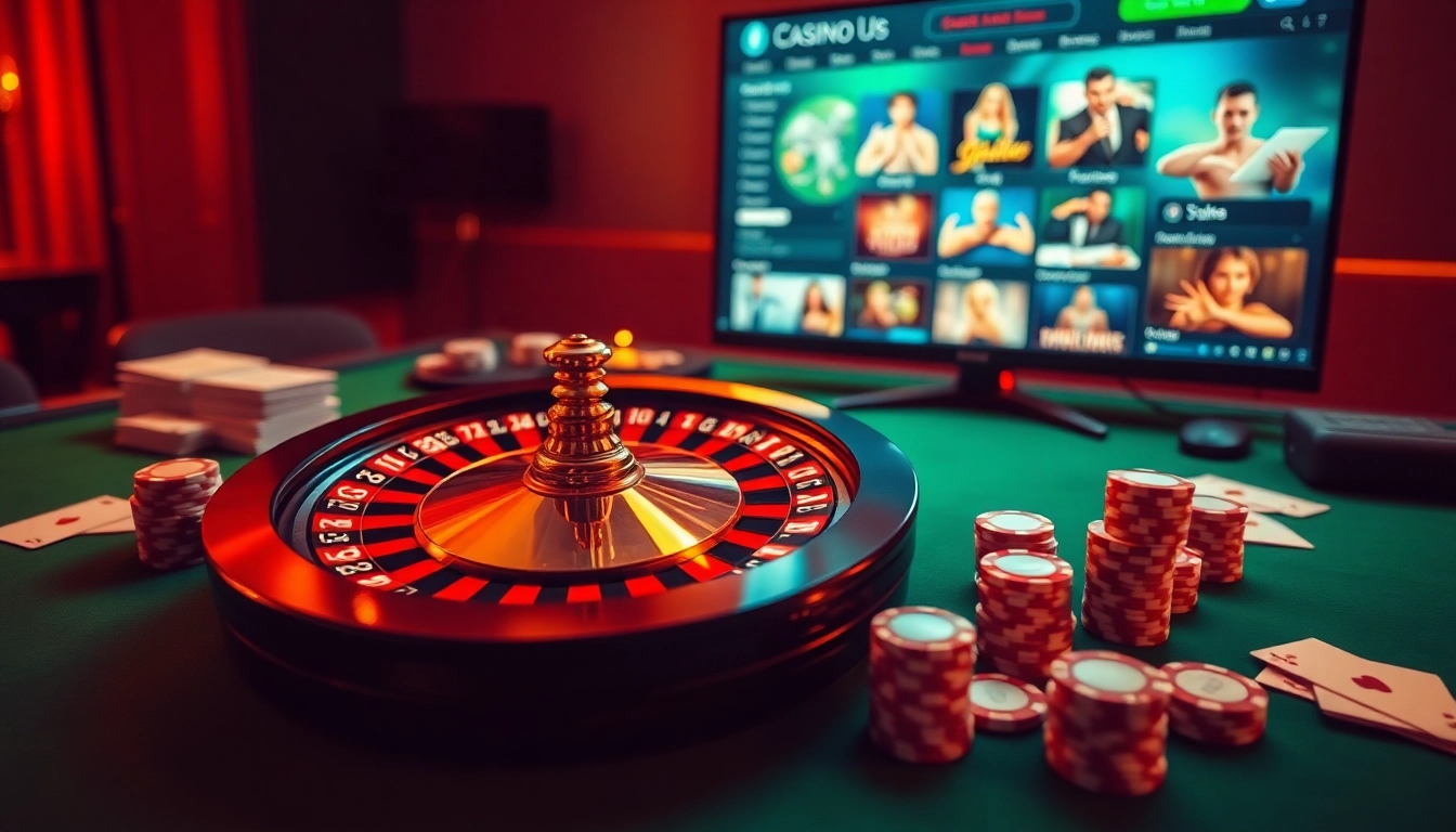 Interagissez avec le casino en ligne 2026 alors que la roue de la roulette tourne dans une atmosphère de jeu luxueuse.