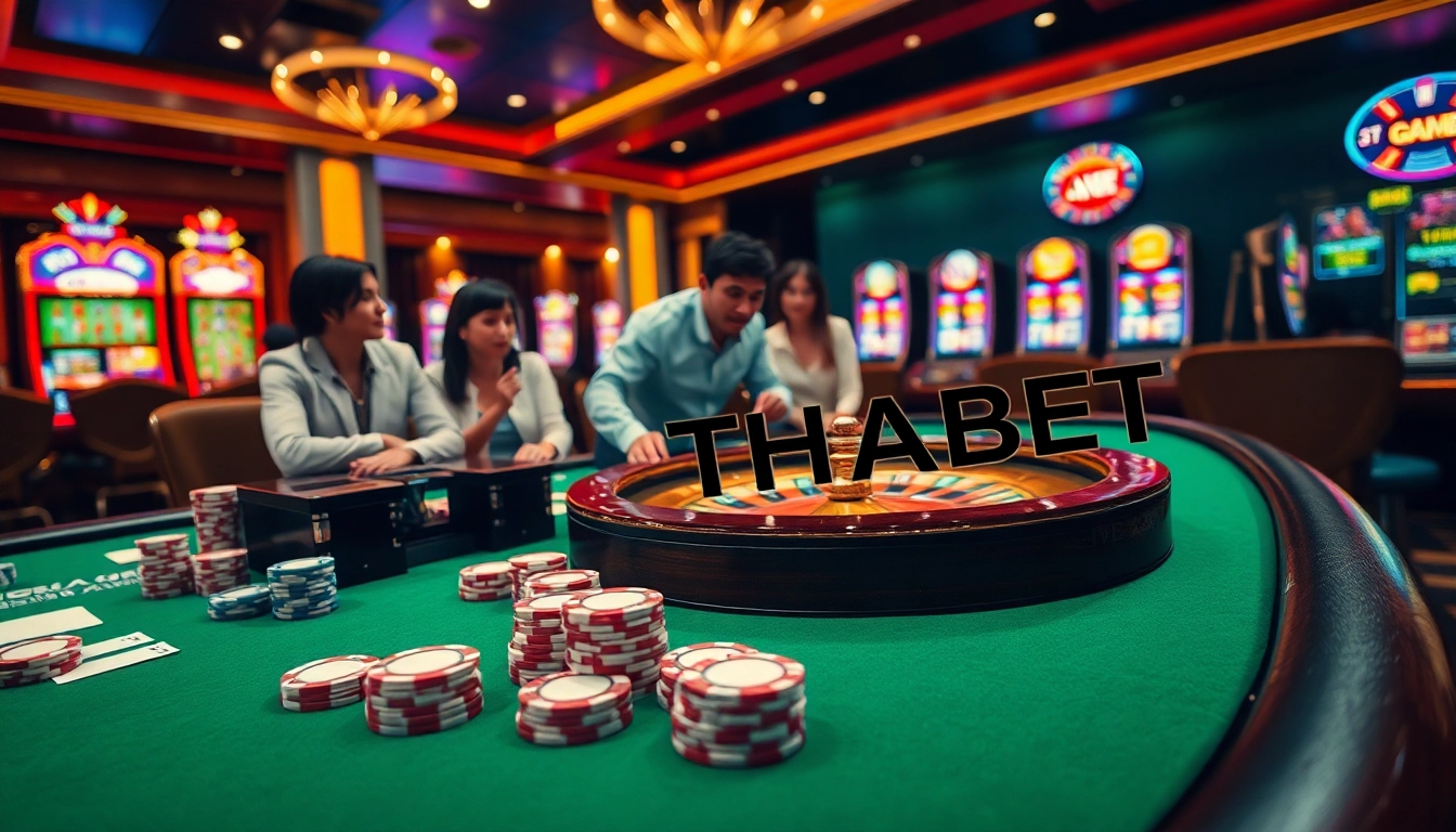 Experience the thrill of Game THABET with engaging players at a luxurious casino table.