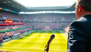 해외축구중계와 함께 활기찬 팬들이 있는 축구 경기 장면