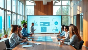 Explore sales job boards through a professional office space showcasing teamwork and collaboration.