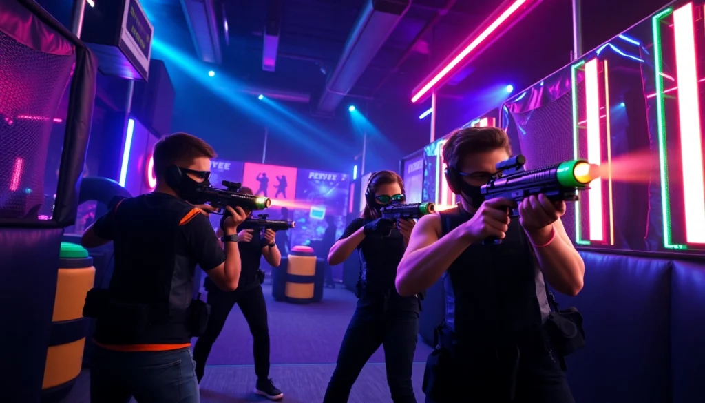 Exciting laser tag arena with players engaging in an action-packed competition.
